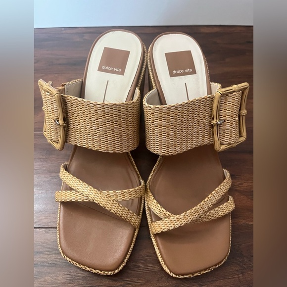 Dolce Vita Onnie Raffia Bamboo Square Toe Heel/Sandal-Size 9.5 - Picture 10 of 10